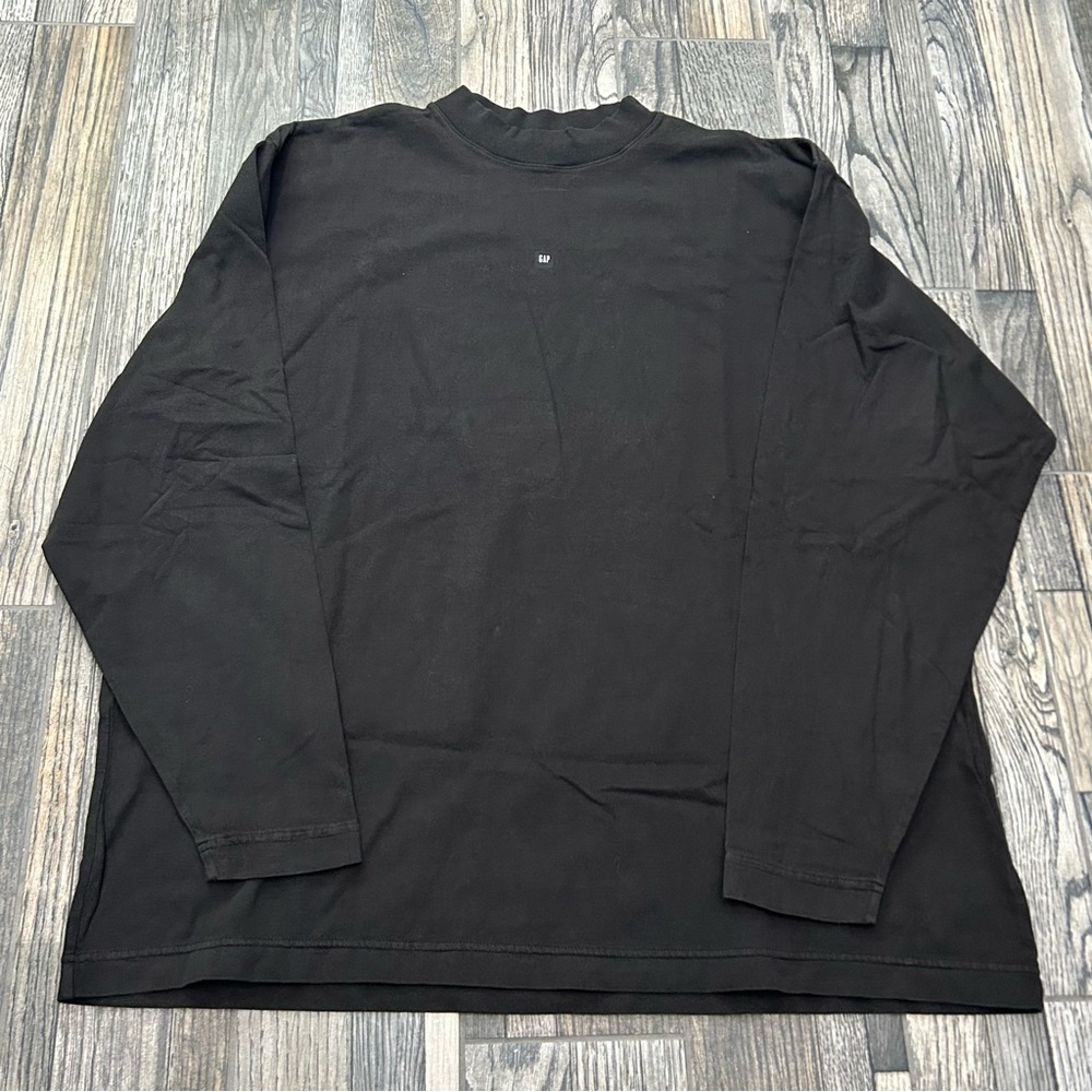 🔥🔥 YEEZY GAP Black Mock Neck Long Sleeve Tee - Kanye‎ West Heavyweight T-Shirt